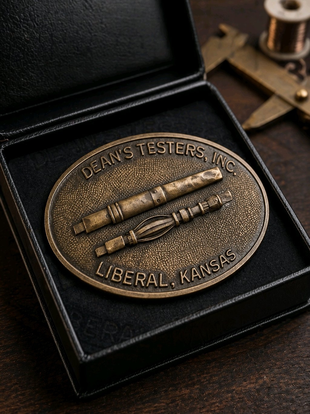 Vintage Deans Testers Inc Oilfield Drill Stem Testing Brass Belt Buckle 3x2